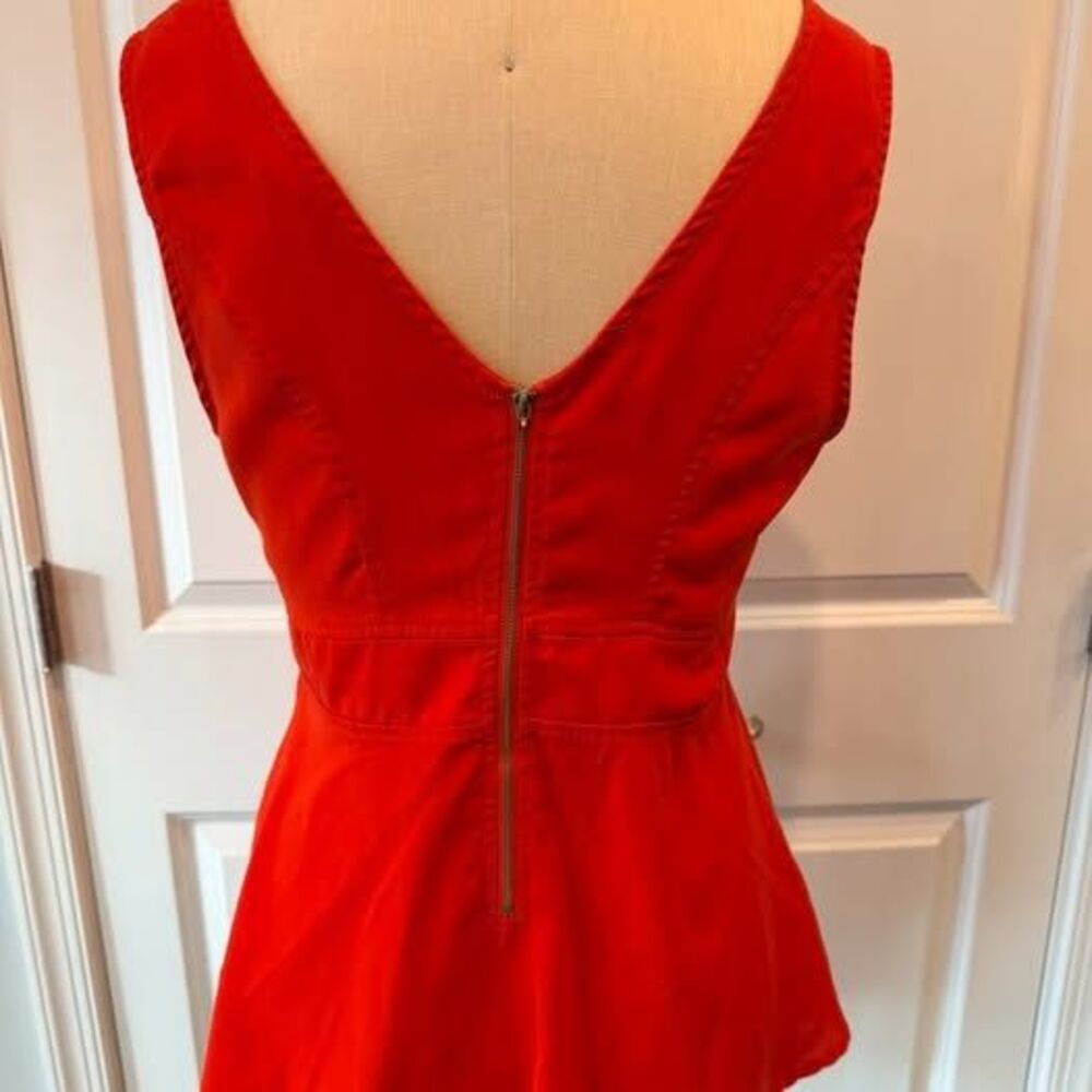 Orange Peplum Tank Top Lattice Waist Cutout Flowy Small Summer Top - Picture 6 of 10
